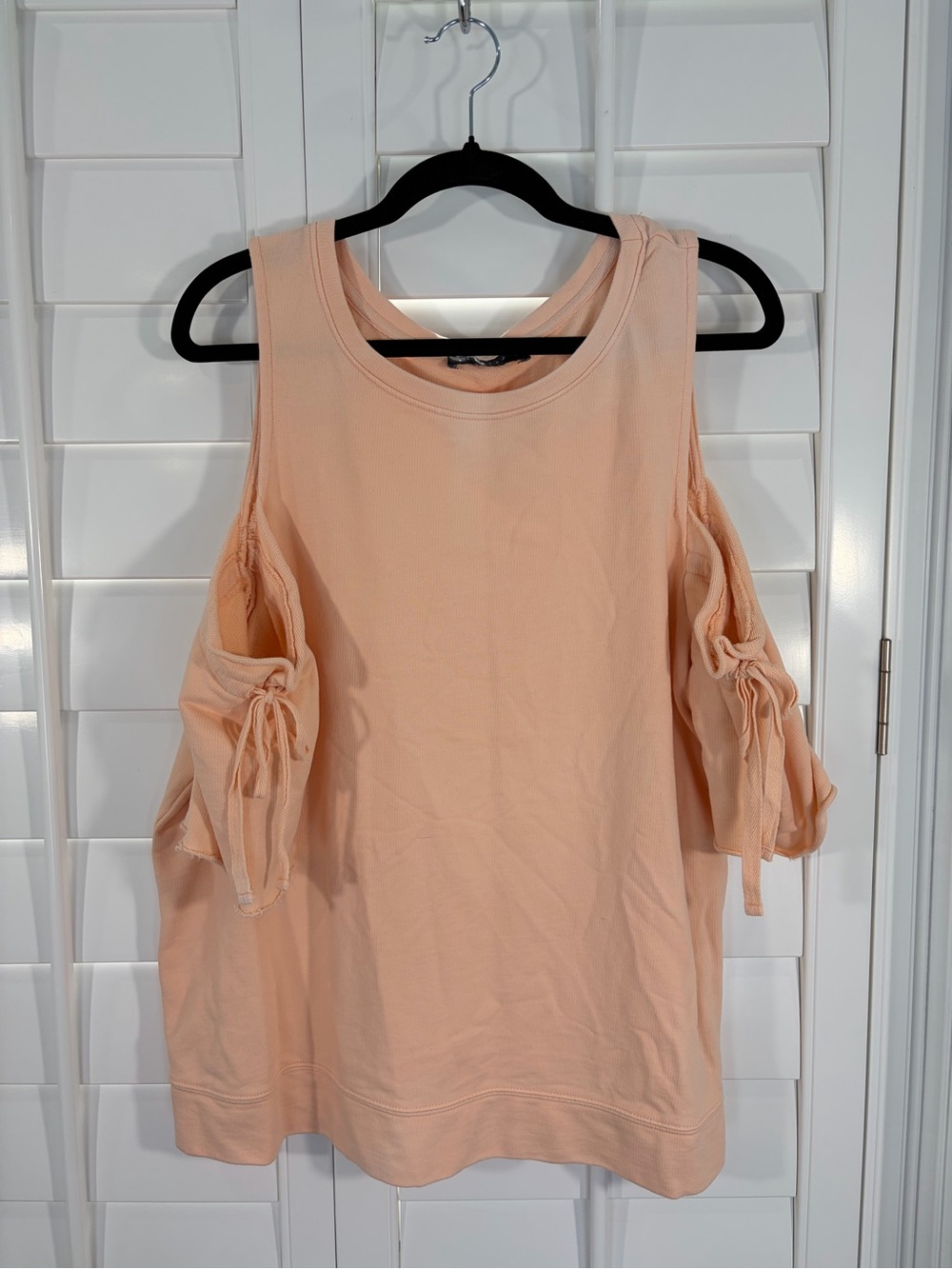 Sanctuary Peach Cold-Shoulder Top with Tie Sleeves (M)